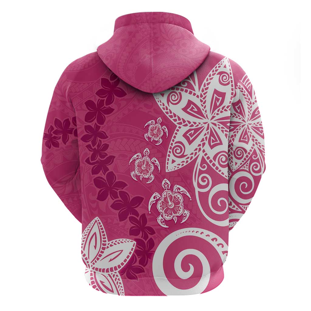 Polynesia Zip Hoodie Pink Tribal Turtle Floral Pattern LT05 - Polynesian Pride