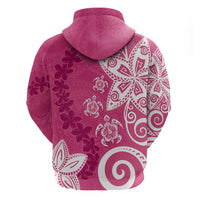 Polynesia Zip Hoodie Pink Tribal Turtle Floral Pattern LT05 - Polynesian Pride