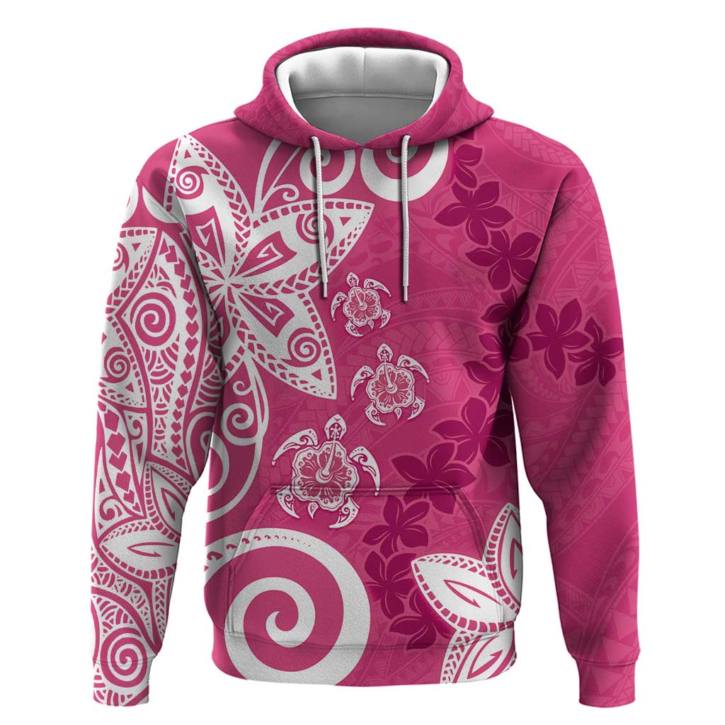 Polynesia Zip Hoodie Pink Tribal Turtle Floral Pattern LT05 Pullover Hoodie Pink - Polynesian Pride