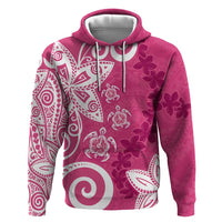 Polynesia Zip Hoodie Pink Tribal Turtle Floral Pattern LT05 Pullover Hoodie Pink - Polynesian Pride