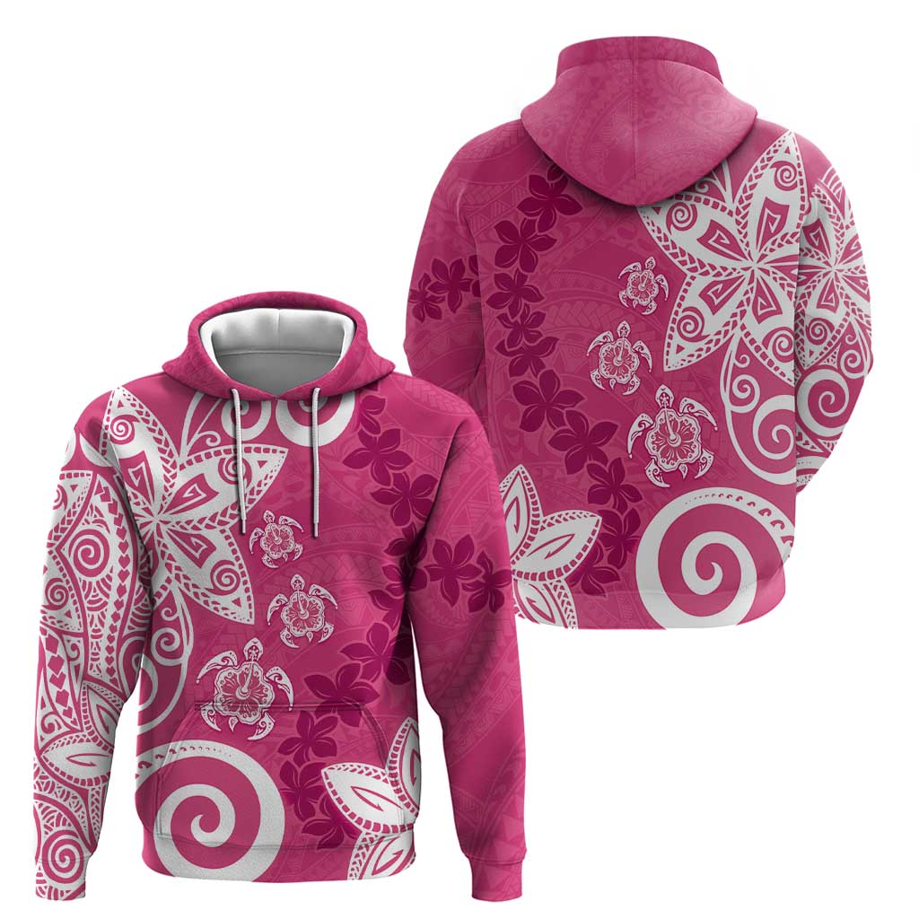 Polynesia Zip Hoodie Pink Tribal Turtle Floral Pattern LT05 - Polynesian Pride