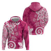 Polynesia Zip Hoodie Pink Tribal Turtle Floral Pattern LT05 - Polynesian Pride