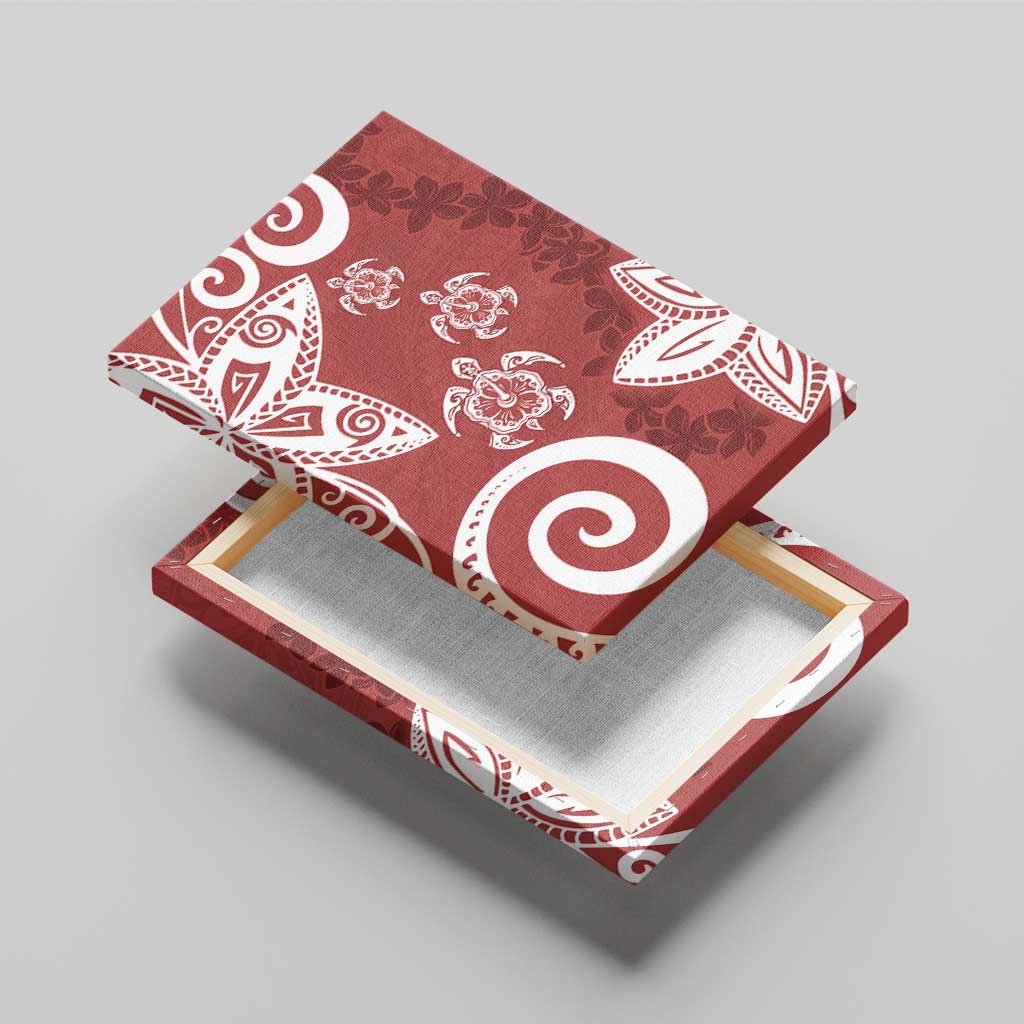 Polynesia Canvas Wall Art Red Tribal Turtle Floral Pattern LT05 - Polynesian Pride