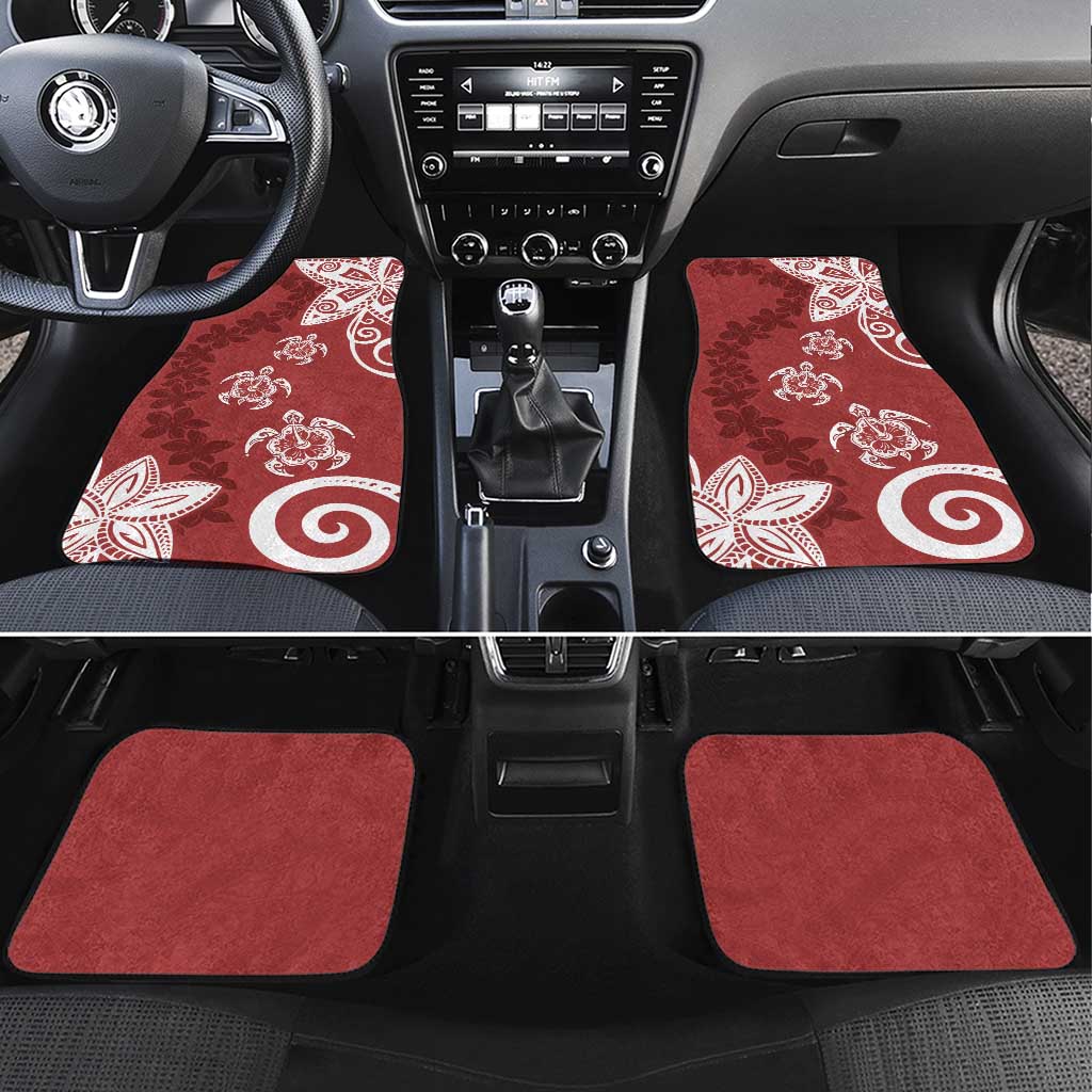 Polynesia Car Mats Red Tribal Turtle Floral Pattern LT05 Set 4pcs Red - Polynesian Pride