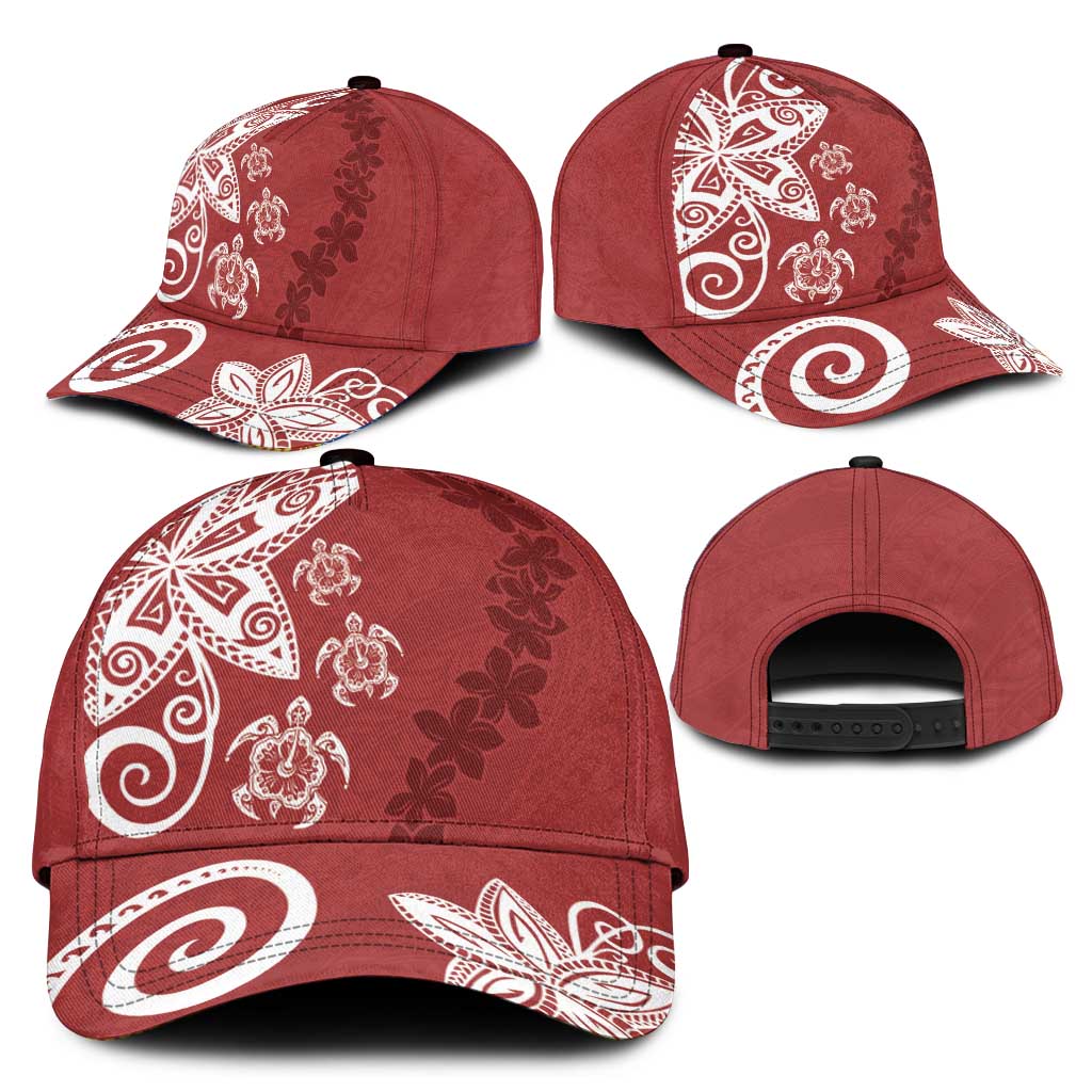 Polynesia Classic Cap Red Tribal Turtle Floral Pattern - Polynesian Pride