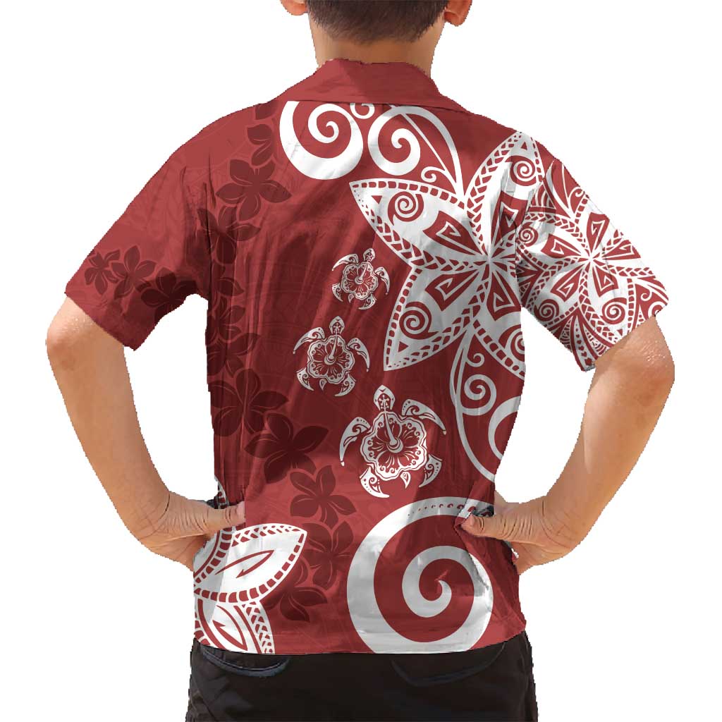 Polynesia Family Matching Tank Maxi Dress and Hawaiian Shirt Red Tribal Turtle Floral Pattern