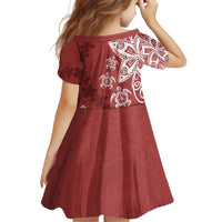 Polynesia Family Matching Tank Maxi Dress and Hawaiian Shirt Red Tribal Turtle Floral Pattern