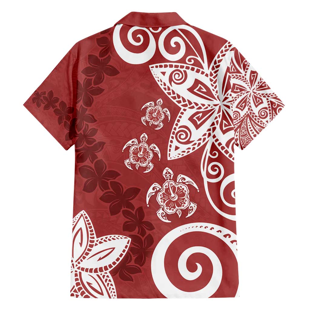 Polynesia Family Matching Tank Maxi Dress and Hawaiian Shirt Red Tribal Turtle Floral Pattern