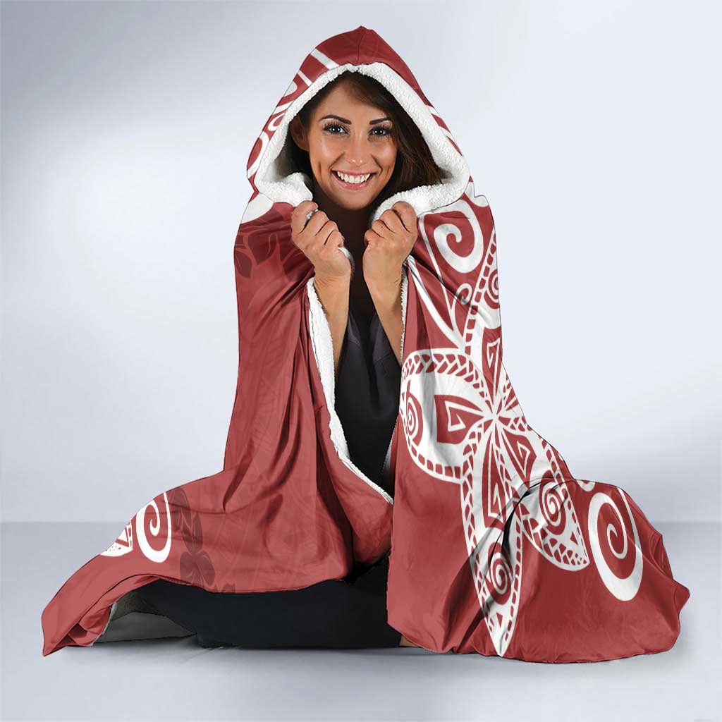 Polynesia Hooded Blanket Red Tribal Turtle Floral Pattern LT05 - Polynesian Pride