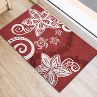 Polynesia Rubber Doormat Red Tribal Turtle Floral Pattern