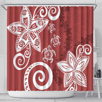 Polynesia Shower Curtain Red Tribal Turtle Floral Pattern LT05 - Polynesian Pride