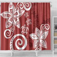 Polynesia Shower Curtain Red Tribal Turtle Floral Pattern LT05 - Polynesian Pride