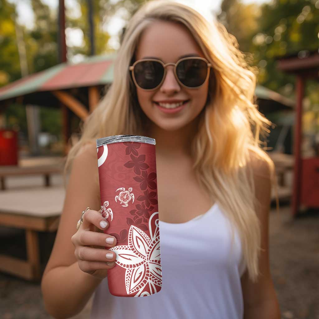 Polynesia Skinny Tumbler Red Tribal Turtle Floral Pattern