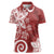 Polynesia Women Polo Shirt Red Tribal Turtle Floral Pattern