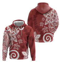 Polynesia Zip Hoodie Red Tribal Turtle Floral Pattern LT05 - Polynesian Pride