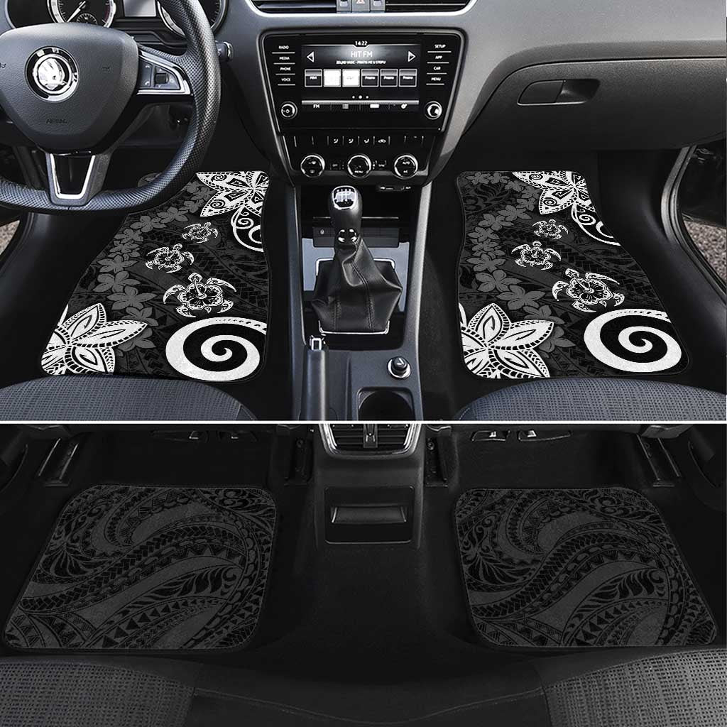 Polynesia Car Mats Black Tribal Turtle Floral Pattern LT05 Set 4pcs Black - Polynesian Pride