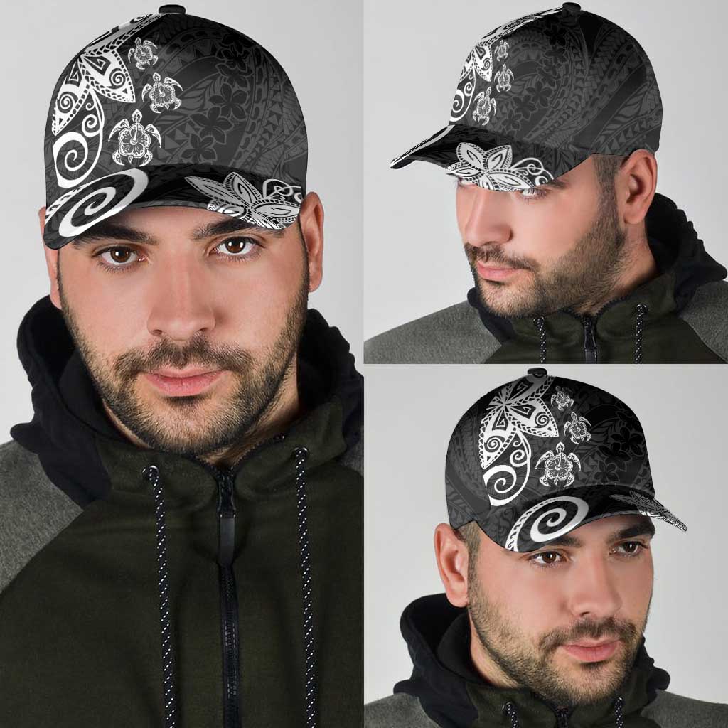 Polynesia Classic Cap Black Tribal Turtle Floral Pattern - Polynesian Pride