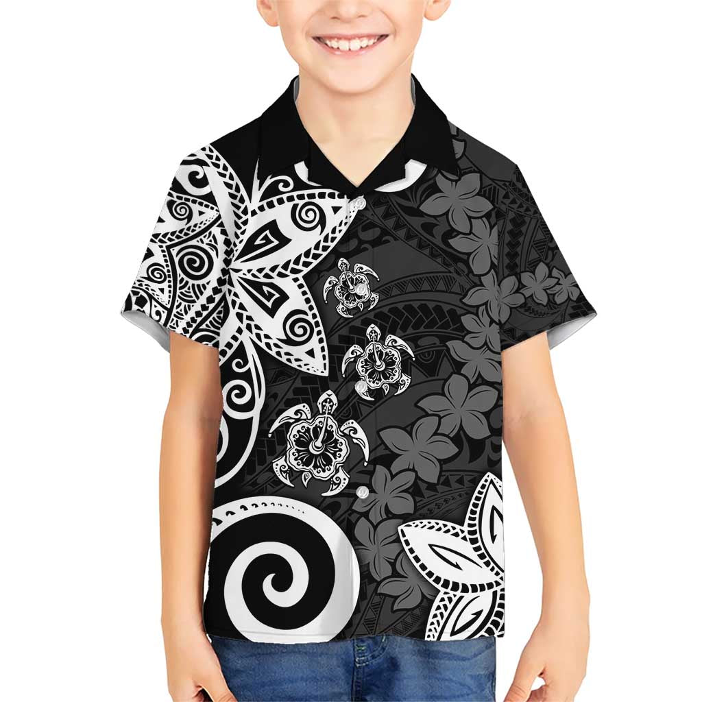 Polynesia Family Matching Short Sleeve Bodycon Dress and Hawaiian Shirt Black Tribal Turtle Floral Pattern LT05 Son's Shirt Black - Polynesian Pride
