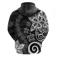Polynesia Hoodie Black Tribal Turtle Floral Pattern