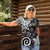 Polynesia Women Polo Shirt Black Tribal Turtle Floral Pattern