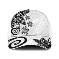 Polynesia Baseball Net Cap White Tribal Turtle Floral Pattern - Polynesian Pride