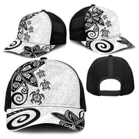 Polynesia Baseball Net Cap White Tribal Turtle Floral Pattern - Polynesian Pride