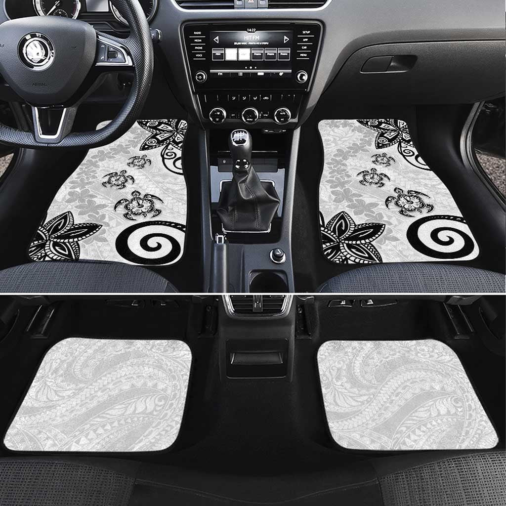 Polynesia Car Mats White Tribal Turtle Floral Pattern LT05 Set 4pcs White - Polynesian Pride