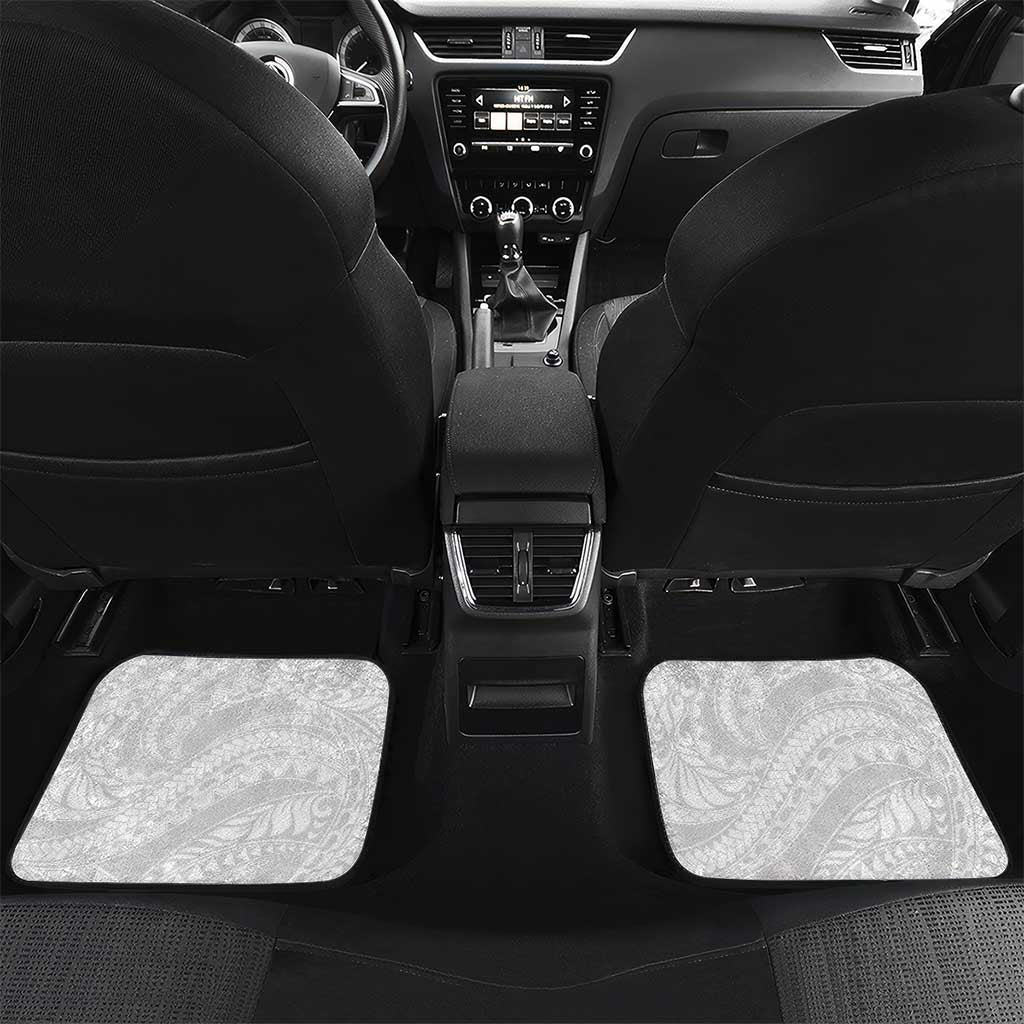 Polynesia Car Mats White Tribal Turtle Floral Pattern LT05 Set 2pcs - Back White - Polynesian Pride