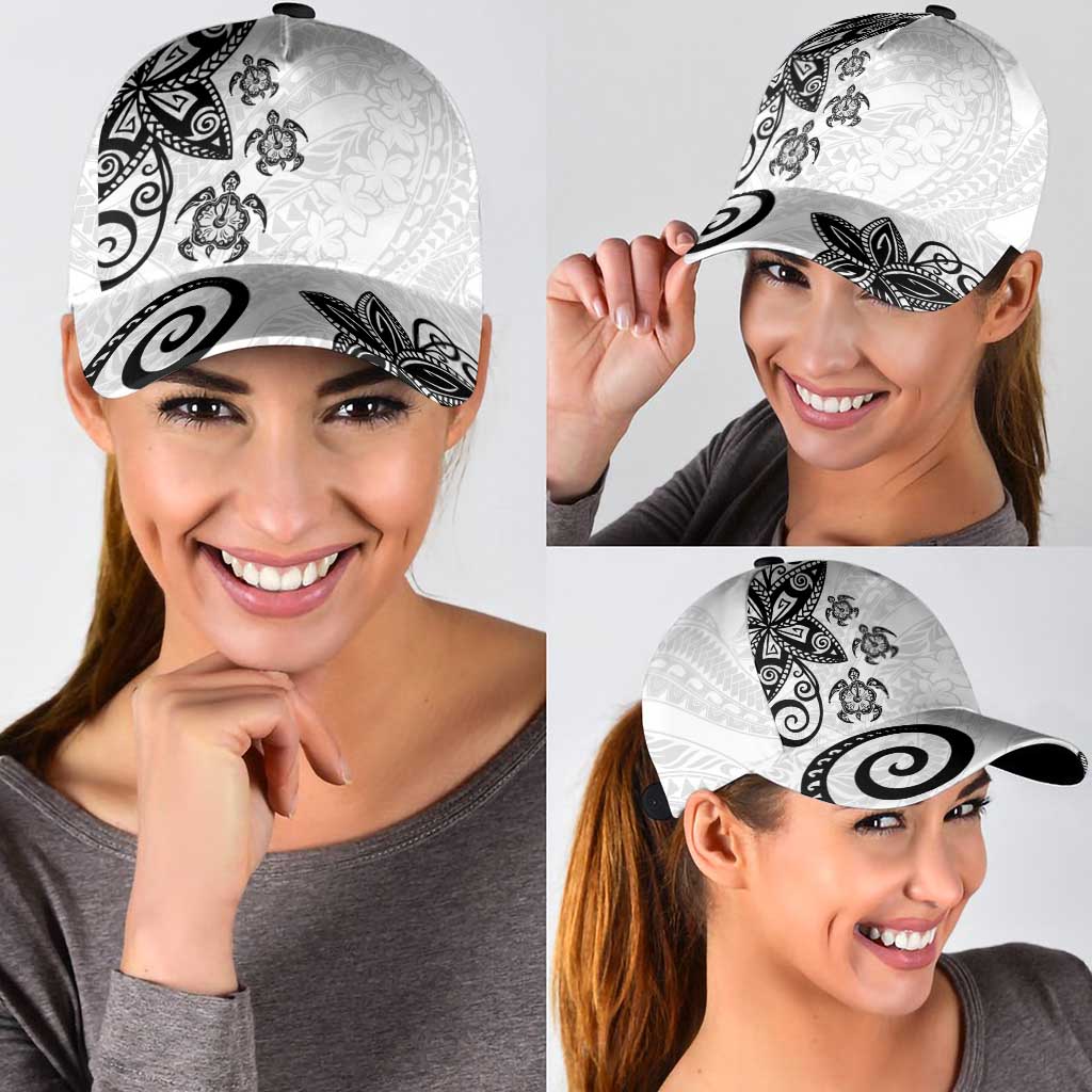 Polynesia Classic Cap White Tribal Turtle Floral Pattern - Polynesian Pride