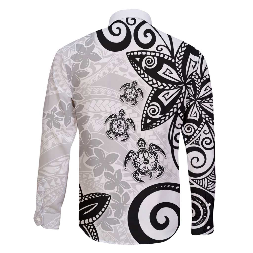 Polynesia Family Matching Off Shoulder Short Dress and Hawaiian Shirt White Tribal Turtle Floral Pattern LT05 - Polynesian Pride