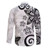 Polynesia Family Matching Off Shoulder Short Dress and Hawaiian Shirt White Tribal Turtle Floral Pattern LT05 - Polynesian Pride