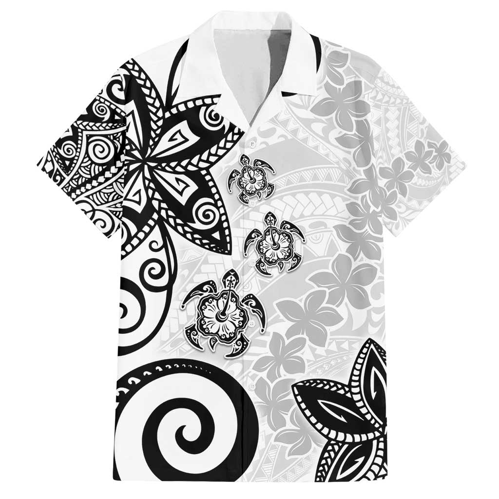 Polynesia Family Matching Tank Maxi Dress and Hawaiian Shirt White Tribal Turtle Floral Pattern