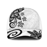 Polynesia Mesh Trucker Cap White Tribal Turtle Floral Pattern - Polynesian Pride