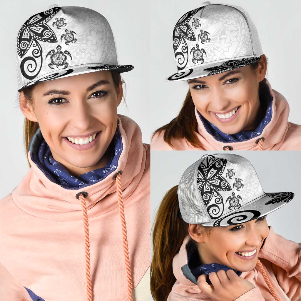 Polynesia Mesh Trucker Cap White Tribal Turtle Floral Pattern - Polynesian Pride