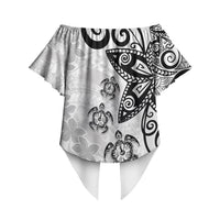 Polynesia Off Shoulder Wrap Waist Top White Tribal Turtle Floral Pattern LT05 - Polynesian Pride