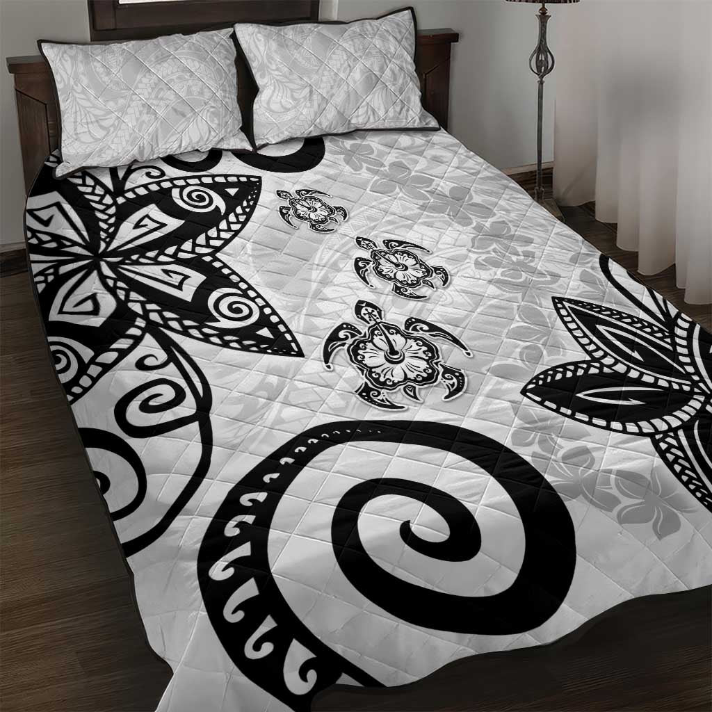 Polynesia Quilt Bed Set White Tribal Turtle Floral Pattern LT05 White - Polynesian Pride