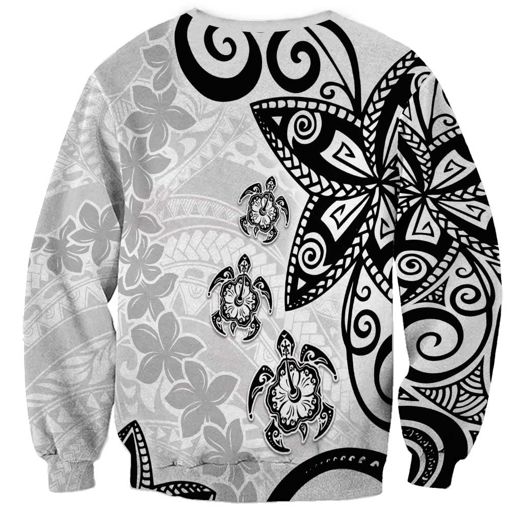 Polynesia Sweatshirt White Tribal Turtle Floral Pattern
