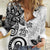 Polynesia Women Casual Shirt White Tribal Turtle Floral Pattern