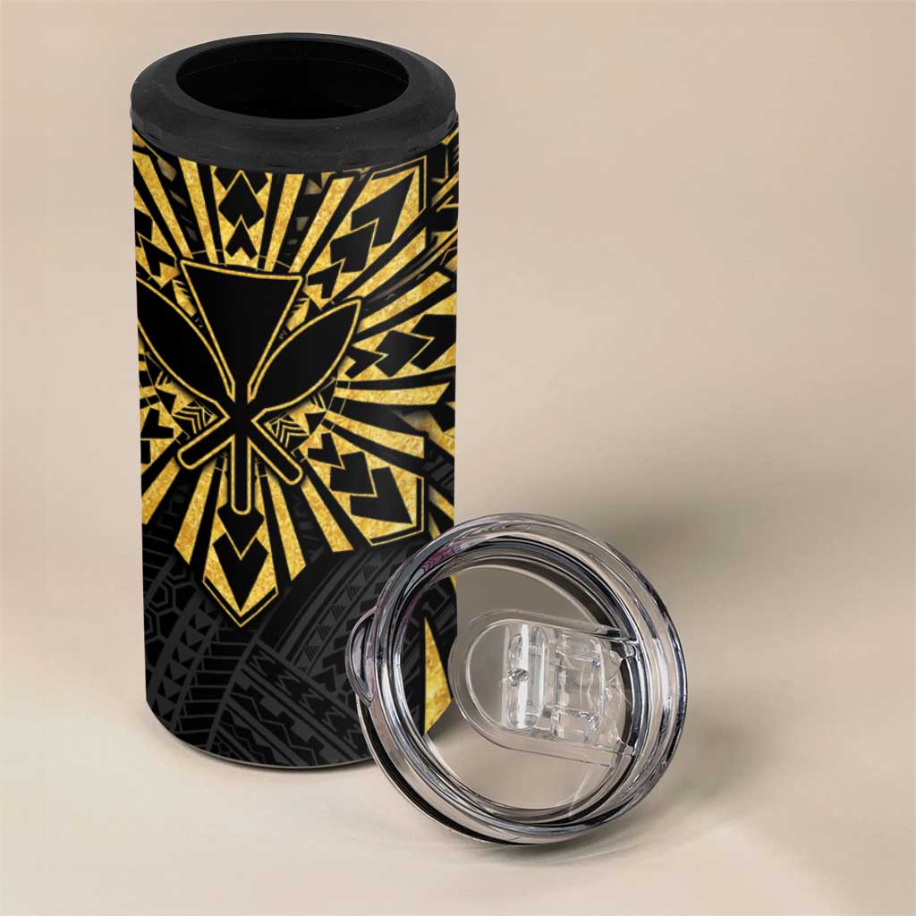 Hawaii And Philippines 4 in 1 Can Cooler Tumbler Kanaka Maoli With Tribal Sun Together Gold LT05 - Polynesian Pride