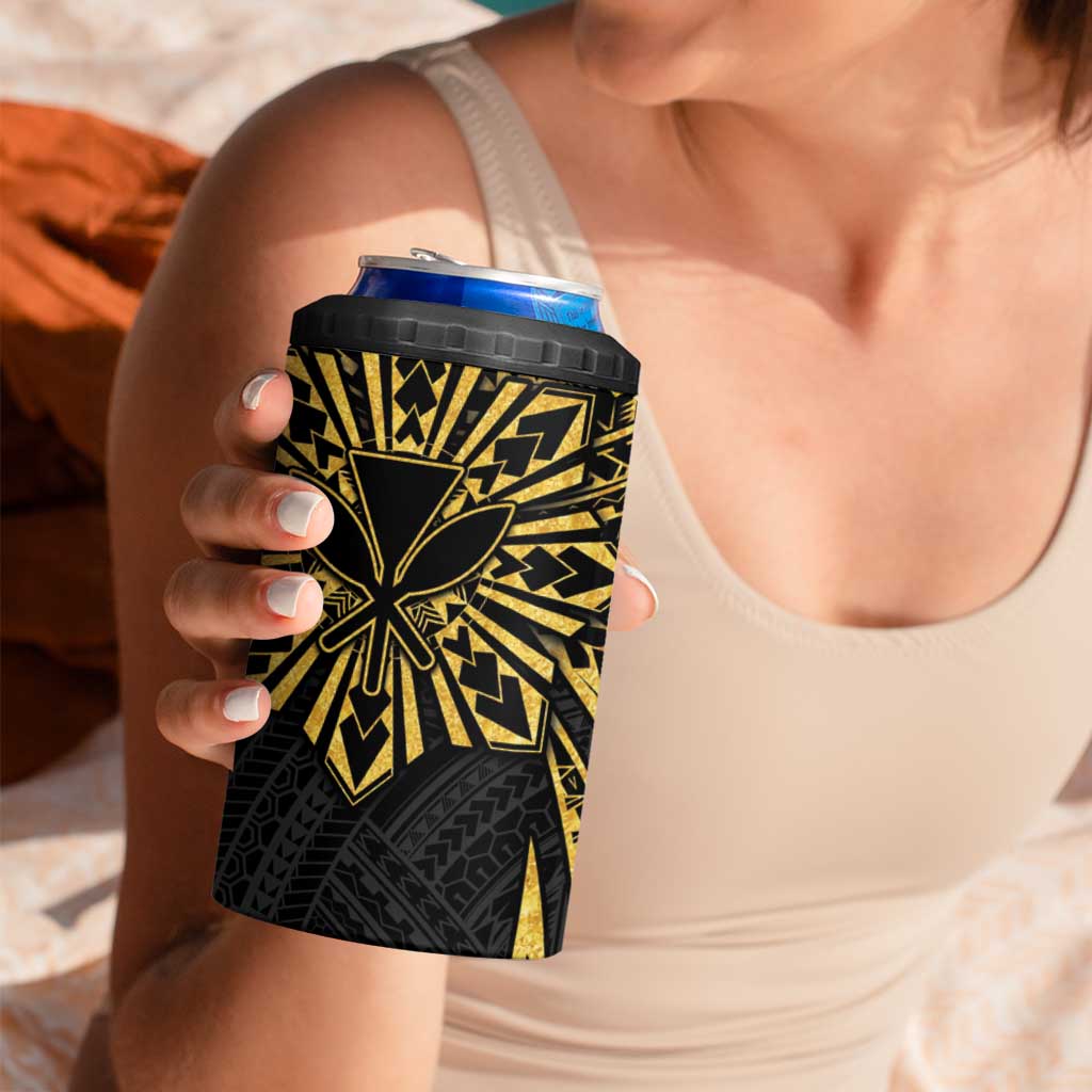 Hawaii And Philippines 4 in 1 Can Cooler Tumbler Kanaka Maoli With Tribal Sun Together Gold LT05 - Polynesian Pride