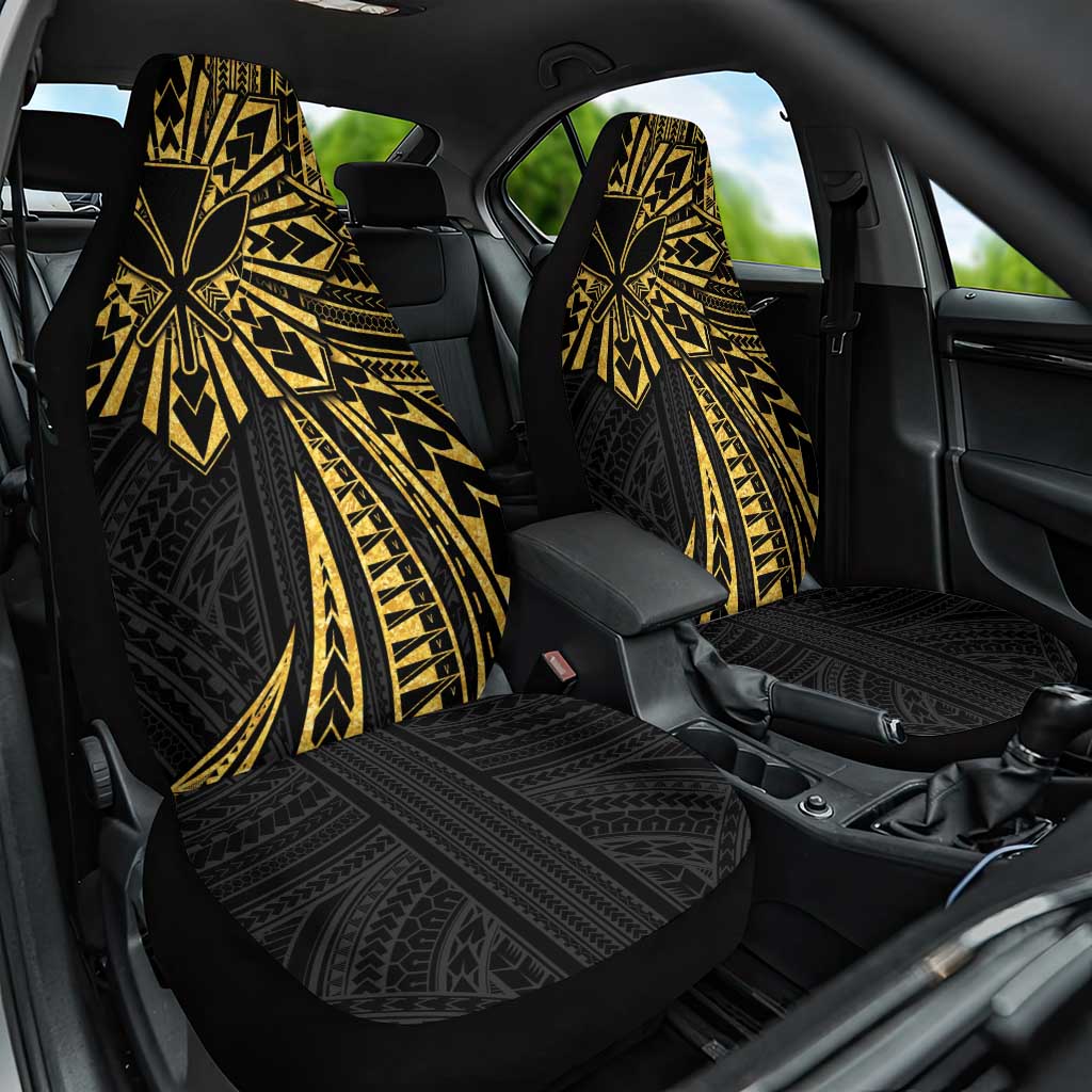 Hawaii And Philippines Car Seat Cover Kanaka Maoli With Tribal Sun Together Gold LT05 One Size Gold - Polynesian Pride