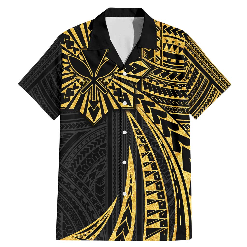 Hawaii And Philippines Family Matching Mermaid Dress and Hawaiian Shirt Kanaka Maoli With Tribal Sun Together Gold LT05 Dad's Shirt - Short Sleeve Gold - Polynesian Pride