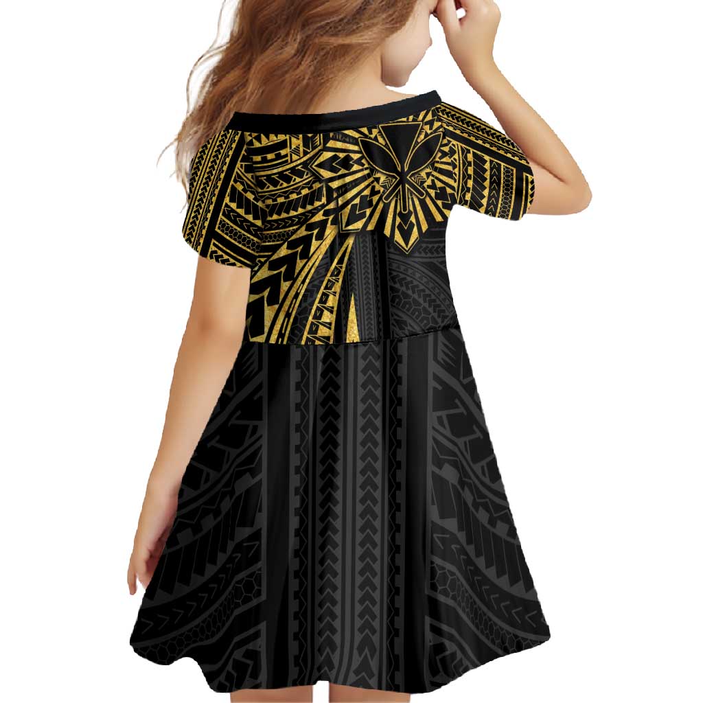 Hawaii And Philippines Family Matching Off Shoulder Maxi Dress and Hawaiian Shirt Kanaka Maoli With Tribal Sun Together Gold LT05 - Polynesian Pride
