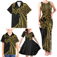 Hawaii And Philippines Family Matching Tank Maxi Dress and Hawaiian Shirt Kanaka Maoli With Tribal Sun Together Gold LT05 - Polynesian Pride