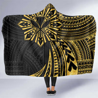 Hawaii And Philippines Hooded Blanket Kanaka Maoli With Tribal Sun Together Gold LT05 One Size Gold - Polynesian Pride