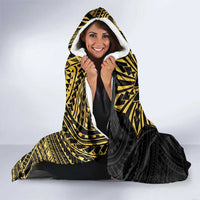 Hawaii And Philippines Hooded Blanket Kanaka Maoli With Tribal Sun Together Gold LT05 - Polynesian Pride