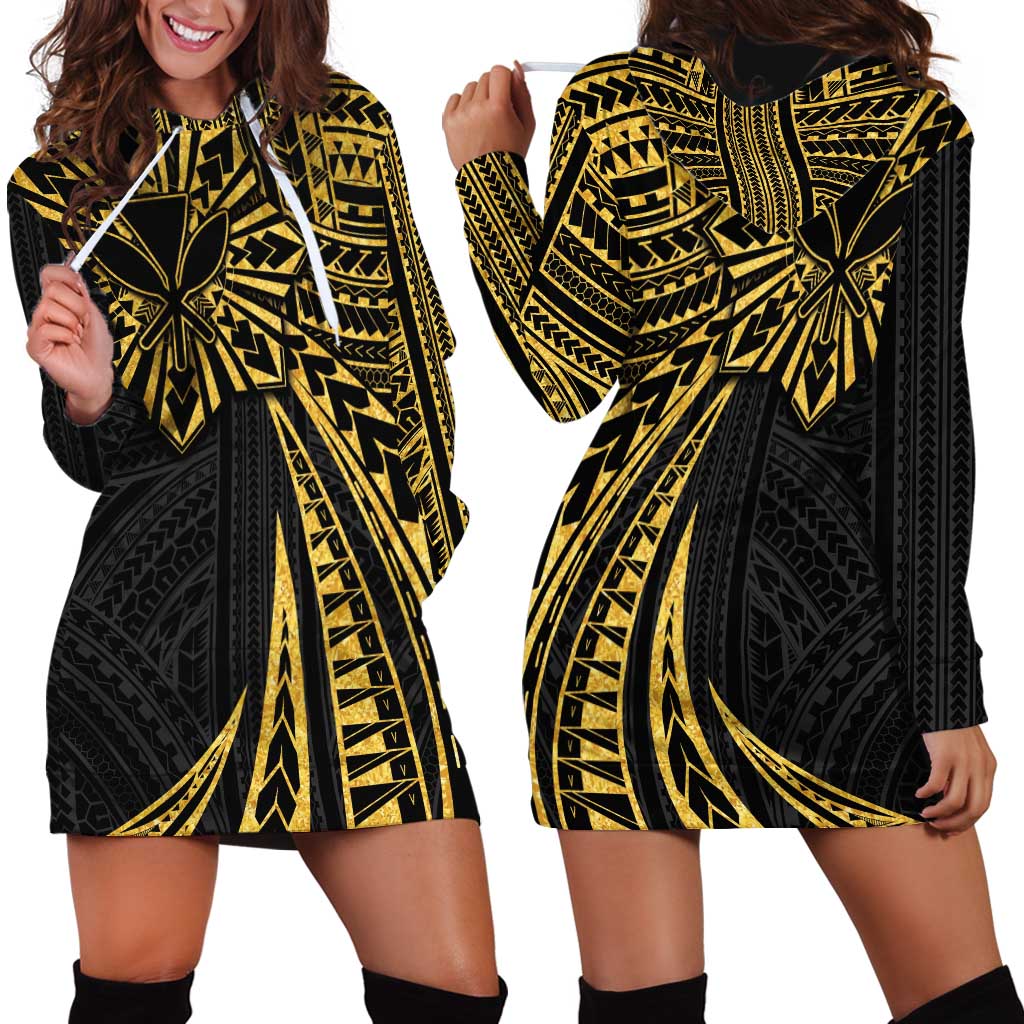 Hawaii And Philippines Hoodie Dress Kanaka Maoli With Tribal Sun Together Gold LT05 - Polynesian Pride