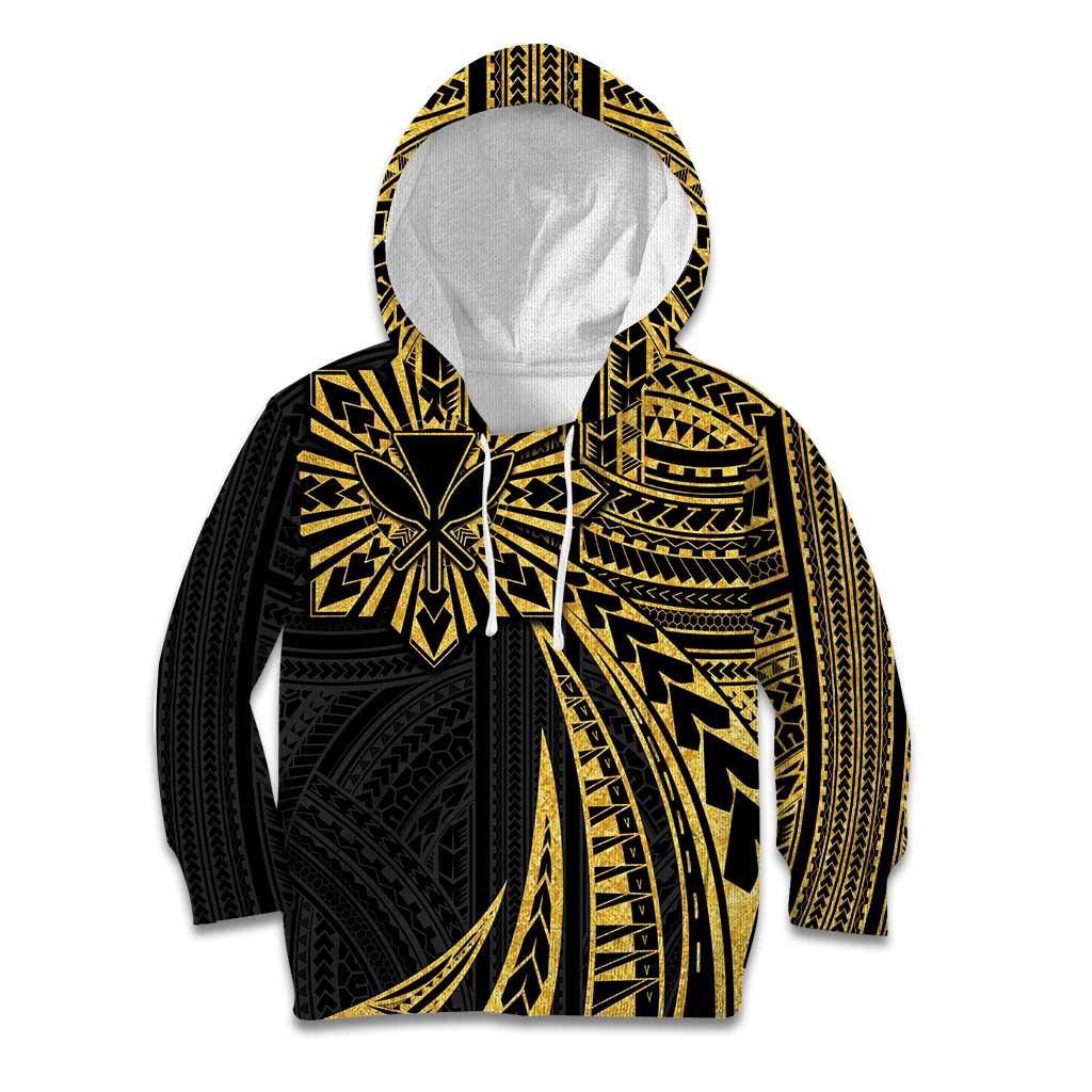Hawaii And Philippines Kid Hoodie Kanaka Maoli With Tribal Sun Together Gold LT05 Hoodie Gold - Polynesian Pride