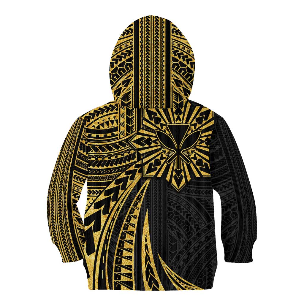 Hawaii And Philippines Kid Hoodie Kanaka Maoli With Tribal Sun Together Gold LT05 - Polynesian Pride