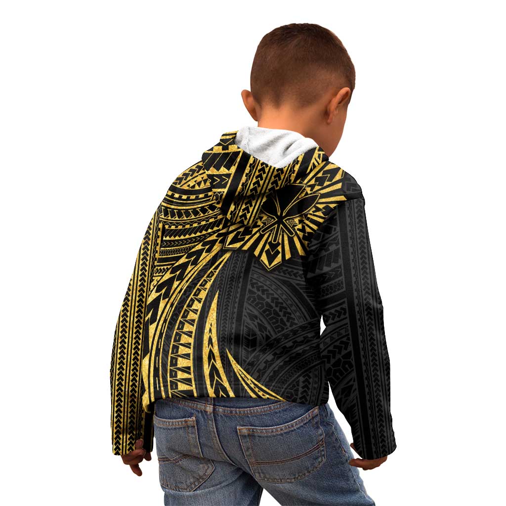 Hawaii And Philippines Kid Hoodie Kanaka Maoli With Tribal Sun Together Gold LT05 - Polynesian Pride